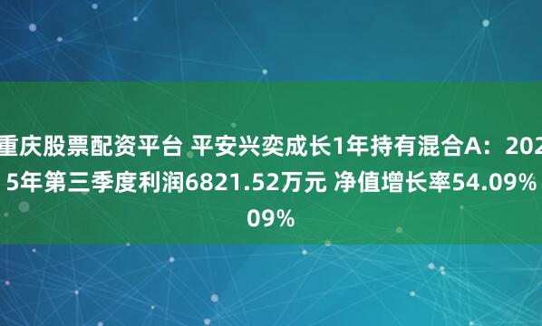 重庆股票配资平台 平安兴奕成长1年持有混合A：2025年第三季度利润6821.52万元 净值增长率54.09%